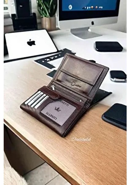 Hakiki Deri Klasik Kahverengi Cüzdan (12CM x 9cm)