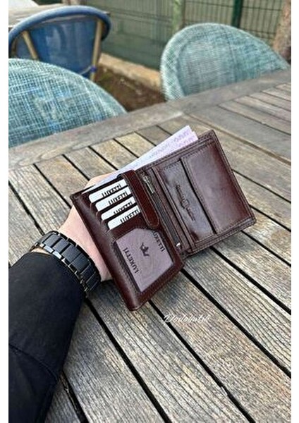 Hakiki Deri Klasik Kahverengi Cüzdan (12CM x 9cm)