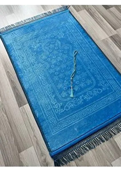 Lüks Kalın Yumuşak Peluş Kaymaz Taban Özellikli Hediyelik Çeyizlik Seccade Tesbih