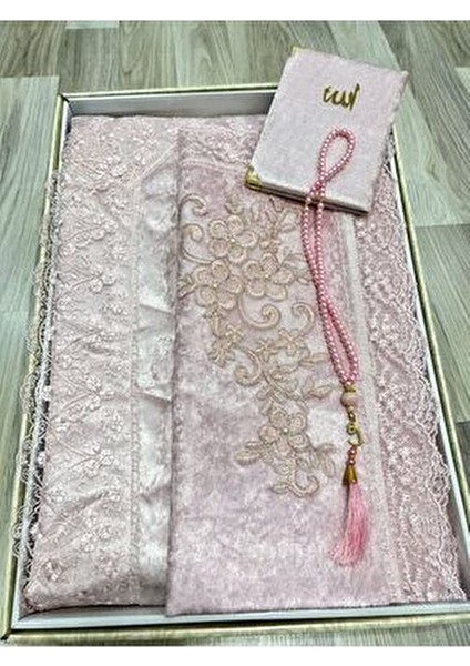 4 Parça Seccade Takımı Çeyizlik Bohça Kutulu Kadife Güpürlü Gelin Damat Seti fiyatları