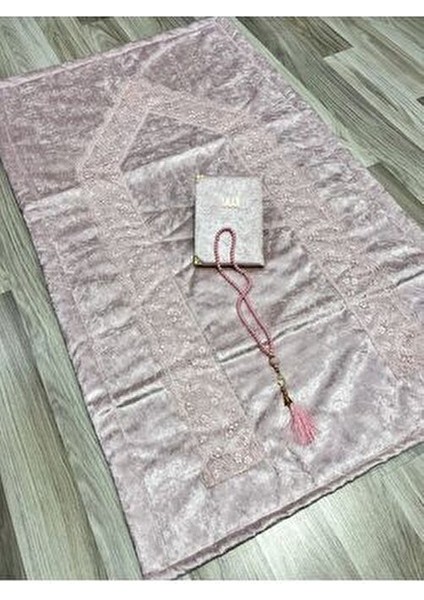 4 Parça Seccade Takımı Çeyizlik Bohça Kutulu Kadife Güpürlü Gelin Damat Seti modelleri