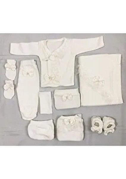 Hastane Çıkışı 10'lu Pamuklu Dantel Detaylı Fiyonklu Kadın Seti Özel Günler İçin