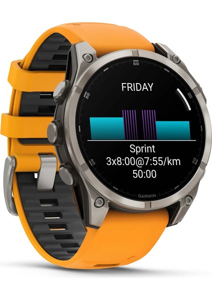 Fenix 8 – 47MM Amoled Sapphire Titanyum Turuncu/grafit Silikon Kayışlı modelleri