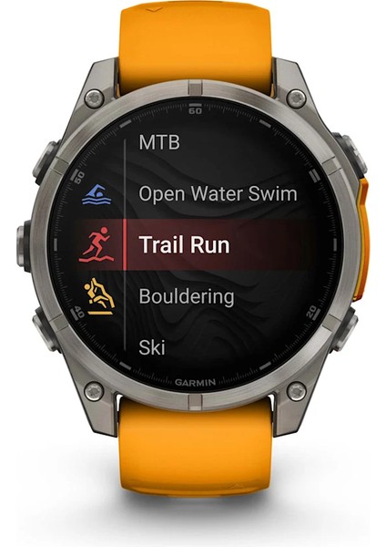 Fenix 8 – 47MM Amoled Sapphire Titanyum Turuncu/grafit Silikon Kayışlı