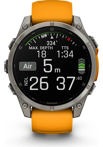 Fenix 8 – 47MM Amoled Sapphire Titanyum Turuncu/grafit Silikon Kayışlı