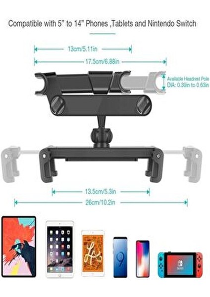 Cep Telefon ve Tablet Tutucu Profesyonel Stand 360 Derece Dönebilen Güçlü Vantuz ile Araç İçi Kullanım