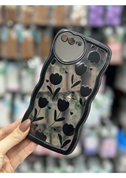 IPhone 7 Plus ve 8 Plus Uyumlu Siyah Lale Tasarım Kılıf indirimleri