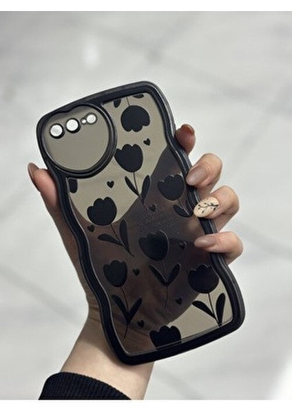 IPhone 7 Plus ve 8 Plus Uyumlu Siyah Lale Tasarım Kılıf