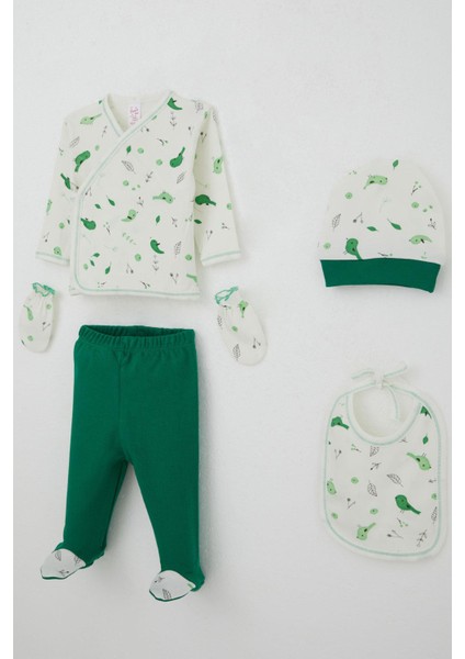 Kız Bebek Hastane Çıkışı 5 Li Bahar Temalı Sevimli Minik Serçe Desenli 0-3 Ay, Ekru fiyatları