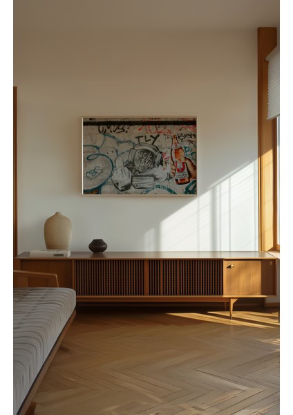 Street Astronaut Poster - Doğal Ahşap Çerçeveli Tablo fırsatları