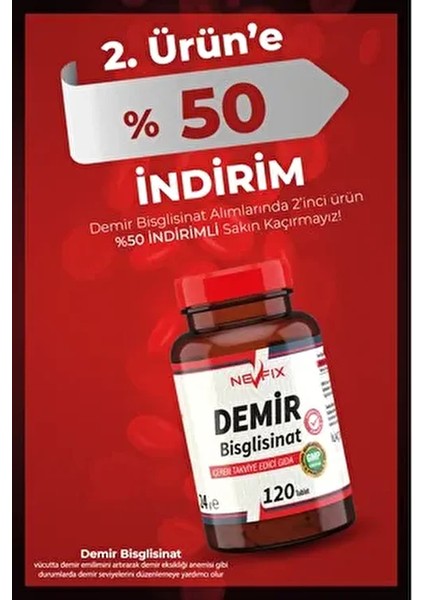 Demir Bisglisinat 17 Mg 120 Tablet Iron (Ferroz Bisglisinat) Demir Glisinat