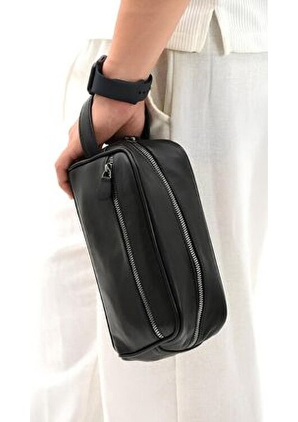 Siyah Hakiki Deri Erkek Tıraş Portföy Suya Dayanıklı Orta Boy Bakım Çantası fiyatları