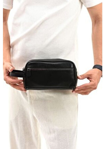 Siyah Hakiki Deri Erkek Tıraş Portföy Suya Dayanıklı Orta Boy Bakım Çantası fırsatları