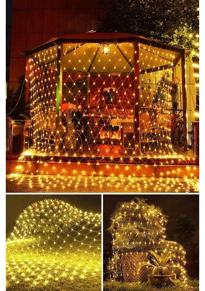 Ağ LED Işık 3x3 File Ağ Perde Gün Işığı LED Eklemeli 240 Ledli Örümcek Ağı Işığı Dükkan Bahçesüsü