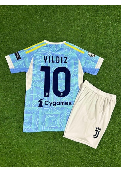 Juventus 2025-26 Yeni Sezon Kenan Yıldız Deplasman Çocuk Forması (Mavi)