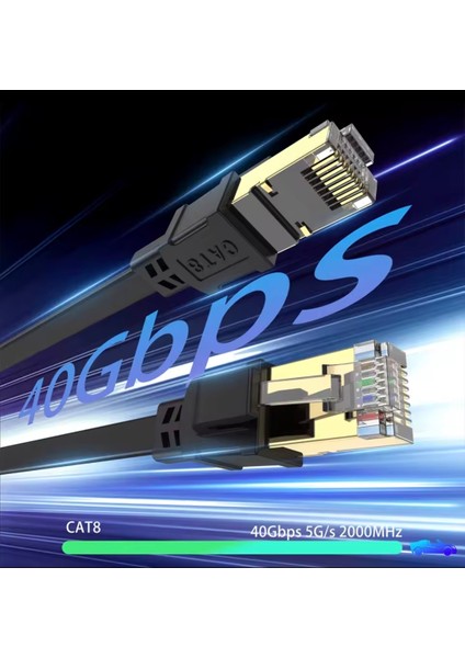 2-Metre Cat 8 Ethernet Kablosu 40GPBS+5G+2000 Mhz. RJ45 Konnektör Ce+Fc+Rohs Lisanslı Orjinal fiyatları