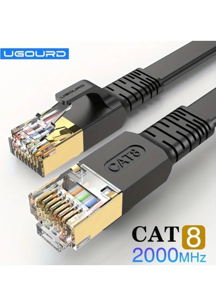 2-Metre Cat 8 Ethernet Kablosu 40GPBS+5G+2000 Mhz. RJ45 Konnektör Ce+Fc+Rohs Lisanslı Orjinal