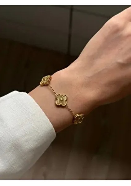 Kadın Bileklik 316L Paslanmaz Çelik Gold Çift Taraflı Tasarım