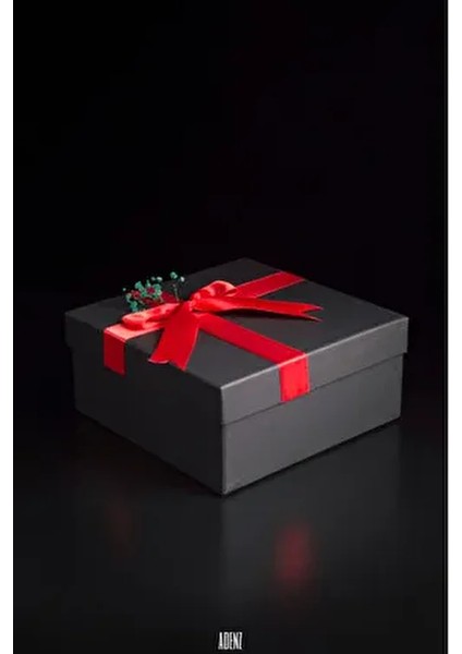 Hediye Kutusu Siyah - Kırpık Kağıt - 1 Sınıf Saten Kurdele- Kuru Çiçek Süsleme - Yılbaşı fiyatları