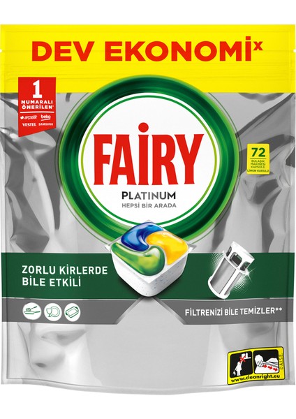 Platinum Bulaşık Makinesi Deterjanı Tableti / Kapsülü Limon Kokulu 72 Yıkama fiyatları