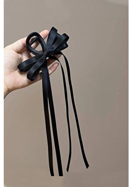 Kadın Siyah Saten Kuyruklu Fiyonk Mandal Toka fiyatları