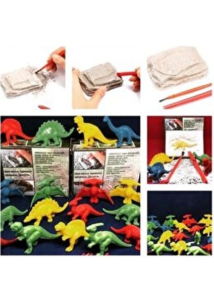 40 Ad Jurassic Renkli Dinazor Kazı Kiti Aktivite Etkinlik Proje Atölye