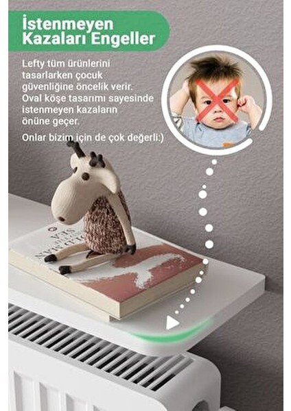 Montajsız Petek Üstü Uçan Raf Dresuar Kalorifer Peteği Rafı Kitaplık 100 x 18 cm Beyaz Oval Kesim fırsatları