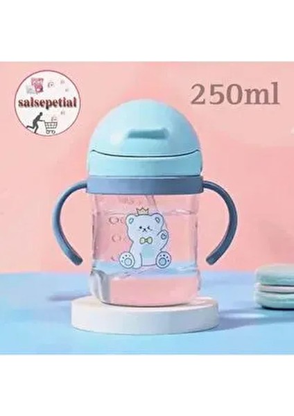 250ML Figürlü Pipeti Suluk Bebek Matara Sevimli Su Şişesi Bebek Pipetli Yatarken Içme Aparatı Var