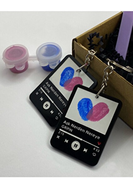 Sevgili Parmak Izi Anahtarlık - Siyah - Hediye - Çift - 2 Adet modelleri