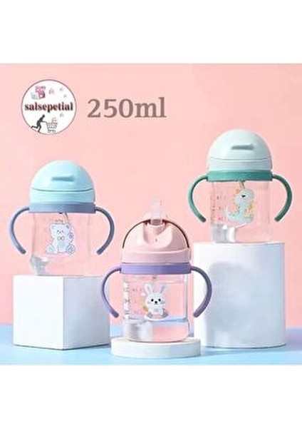 250ML Bebek Matara Figürlü Pipetli Plastik Su Şişesi Renkli ve Eğlenceli