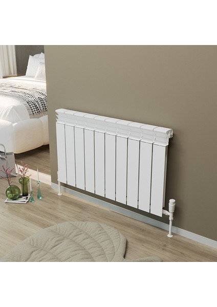 Besto XL Alüminyum Dekoratif Radyatör 600×1000 mm 10 Dilim RAL 9016 Beyaz | 644W Modern Duvar Tipi