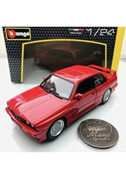Burago 1988 BMW M3 E30 Kırmızı 1:24 Ölçek Metal Model Gerçekçi Detaylarla
