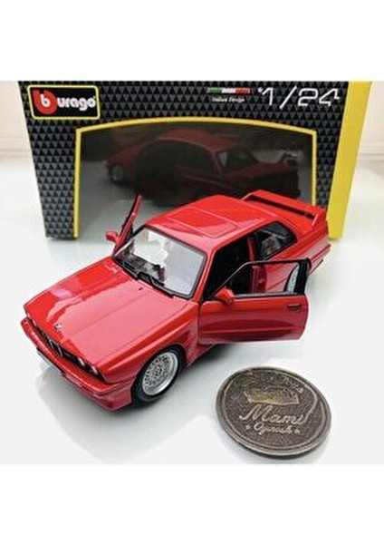 Burago 1988 BMW M3 E30 Kırmızı 1:24 Ölçek Metal Model Gerçekçi Detaylarla