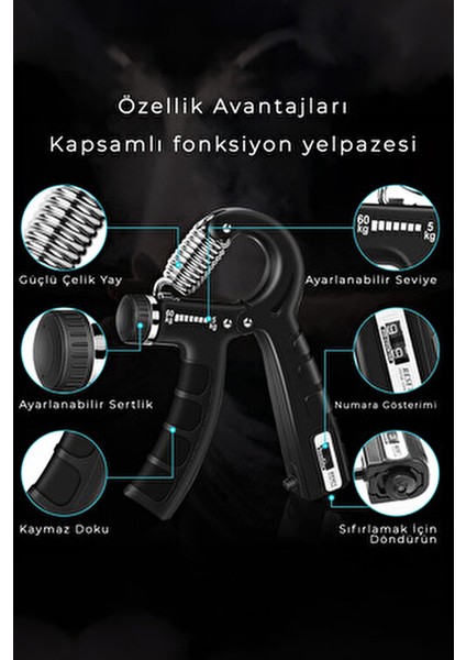 El Kol Bilek Güçlendirici Egzersiz Aleti 5-60 kg Direc El Yayı Cihazı Direnç Yayı Egzersiz 1-Adet modelleri