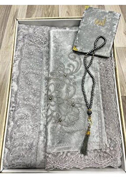 4 Parça Seccade Takımı Çeyizlik Bohça Kutulu Kadife Güpürlü Gelin Damat Seti fiyatları