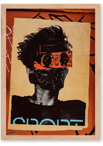 Boombox Vision Poster - Doğal Ahşap Çerçeveli tablo modelleri