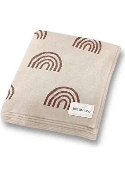 Kız ve Erkek Bebek Için Triko Örgü Bebek Battaniyesi 85CM X85CM Rainbow Bej