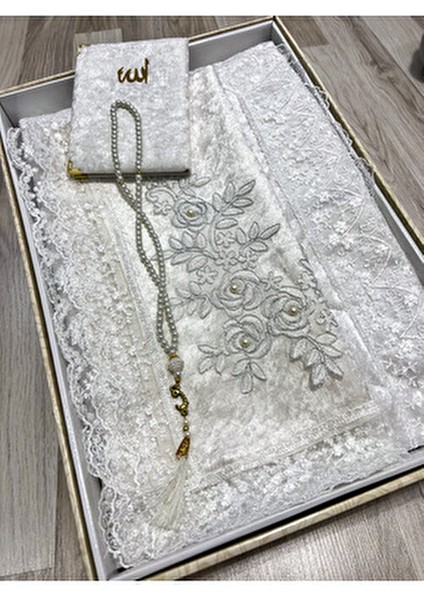 4 Parça Seccade Takımı Çeyizlik Bohça Kutulu Kadife Güpürlü Gelin Damat Seti fiyatları