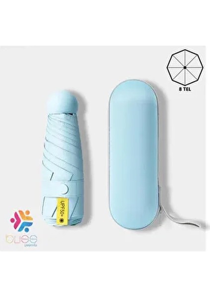 Özel Kılıflı Mavi Şemsiye (Kapsül Şemsiye)