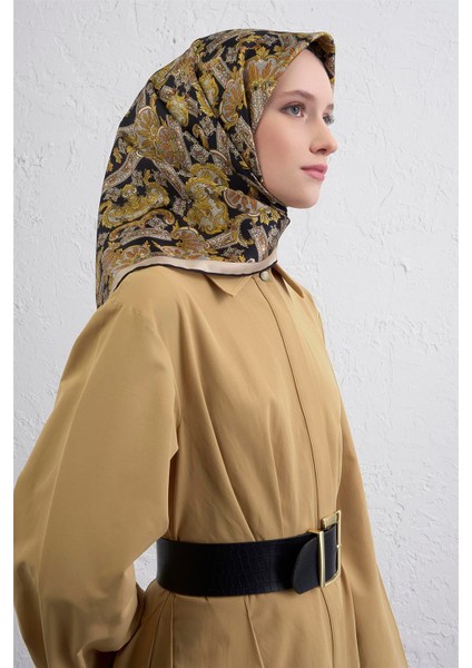 Etnik Desen Saf Ipek Twill Eşarp 9416D 34