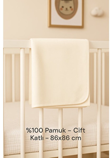 Ekru Unisex Bebek Battaniyesi – Babush, Çift Katlı %100 Pamuk, 86×86 cm fiyatları