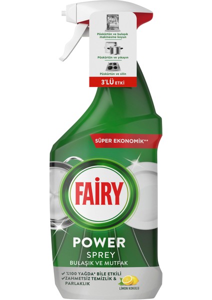 Power Sprey, 3’ü 1 arada, Bulaşıklarınız Ve Mutfağınız Için Zahmetsiz Temizlik Ve Parlaklık, Limon Kokulu, 800ml fiyatları