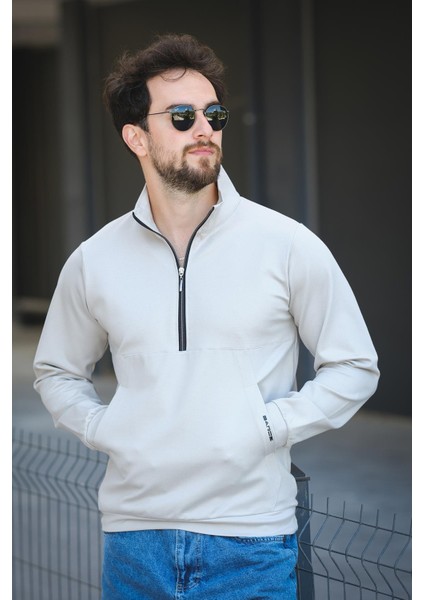 Barrac Iki Iplik Fermuarlı Yarım Balıkçı Yaka Slim Fit Erkek Sweatshirt