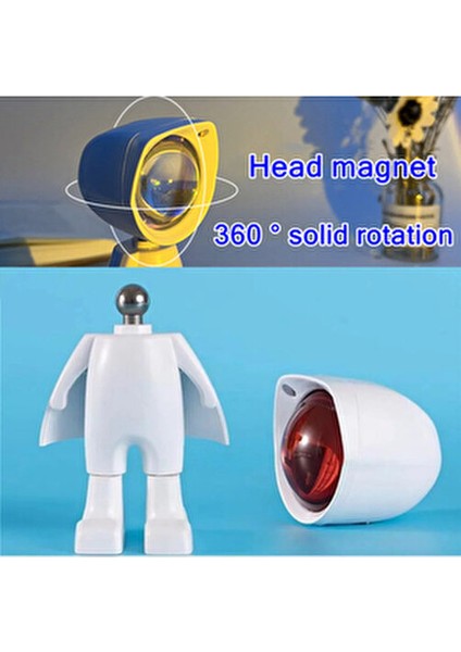 Dimlenebilir Beyaz Astronot Gün Batımı Efektli Lambası USB Kablolu Gün Batımı Lamba modelleri