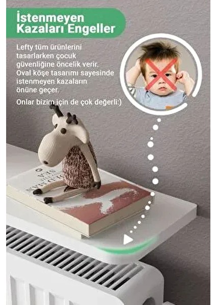 Montajsız Derin Petek Üstü Uçan Raf Dresuar Kalorifer Peteği Rafı Kitaplık 60 x 18 cm Beyaz Oval fırsatları