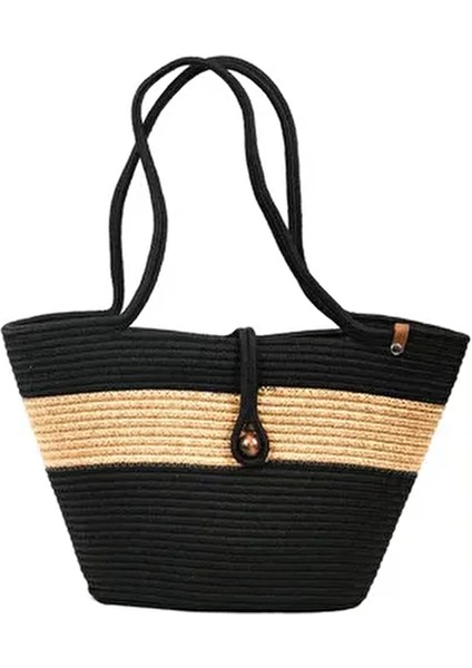 Kadın Plaj Çantası Jüt ve Boncuk Detaylı Ergonomik Tasarım Yaz Koleksiyonu