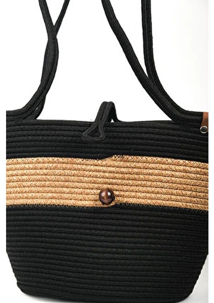 Kadın Plaj Çantası Jüt ve Boncuk Detaylı Ergonomik Tasarım Yaz Koleksiyonu fırsatları