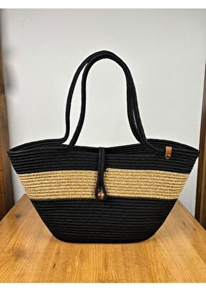 Kadın Plaj Çantası Jüt ve Boncuk Detaylı Ergonomik Tasarım Yaz Koleksiyonu indirimleri