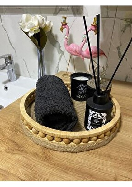 Ahşap Banyo Düzenleyici Aksesuarları Hasır Sepet Organizer Çok Amaçlı Sepet Çap 27 cm fiyatları