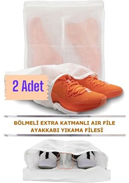 2 Adet Lüks Fermuarlı Ayakkabı Yıkama Filesi Beyaz
